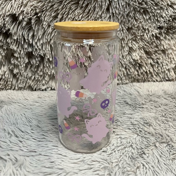 Cute Cat Halloween Glass Tumbler - Picture 4 of 4